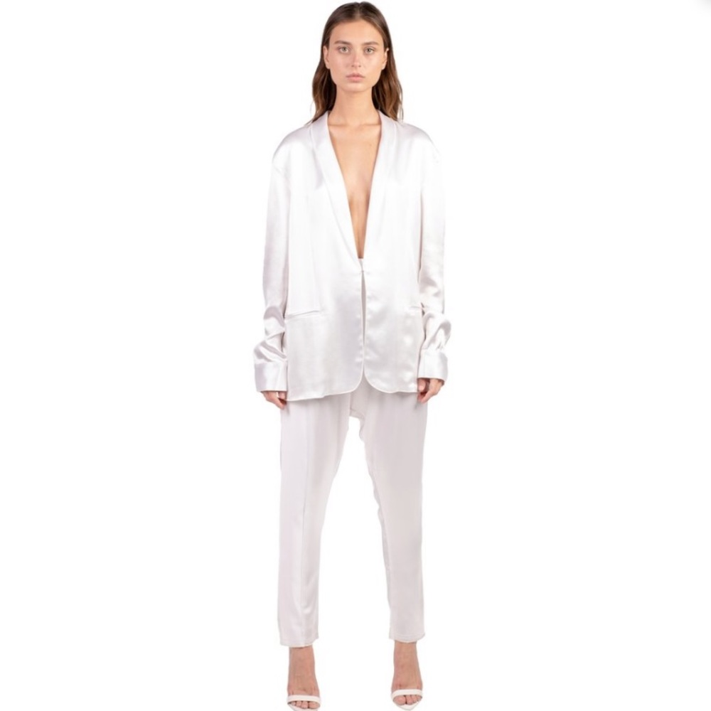 BAJA EAST Drop Blazer in Satin White